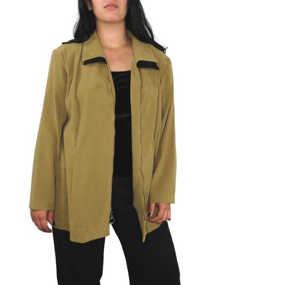 Maren 1980s Vintage Jacket Tan & Black Suede  Casual Jacket Large - Picture 3 of 8